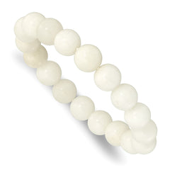 White Jade 10.00mm Beaded Stretch Bracelet