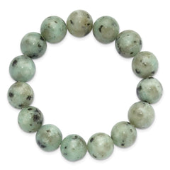 Kiwi Jasper 12mm Beaded Stretch Bracelet