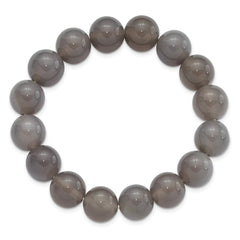 Grey Agate 12mm Beaded Stretch Bracelet