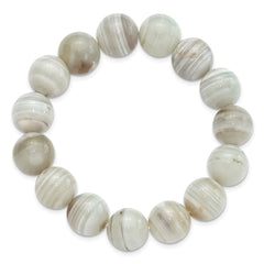 Grey Agate 12.00mm Beaded Stretch Bracelet