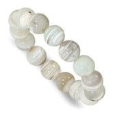 Grey Agate 12.00mm Beaded Stretch Bracelet