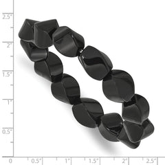 Black Agate 10x14mm Twisted Oval Beaded Stretch Bracelet