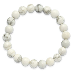 White Howlite 8.50mm Beaded Stretch Bracelet