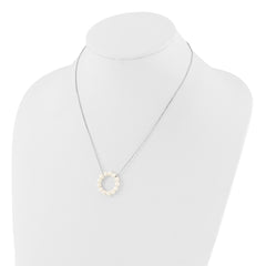 Sterling Silver Rhodium-plated 4-5mm White Near-Round Freshwater Cultured Pearl Circle 18 inch Necklace