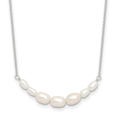Sterling Silver E-coated Freshwater Cultured Pearl 18in w/2in ext Necklace