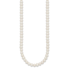 Sterling Silver Rhodium-plated 6-7mm Semi-Round White Freshwater Cultured Pearl 14 inch with 2 inch Extender Choker