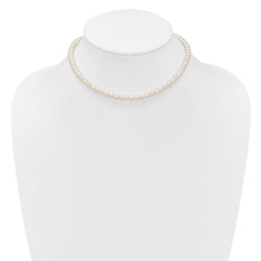 Sterling Silver Rhodium-plated 6-7mm Semi-Round White Freshwater Cultured Pearl 14 inch with 2 inch Extender Choker