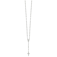 Sterling Silver Polished and Beaded Rosary 24 inch Necklace - 3