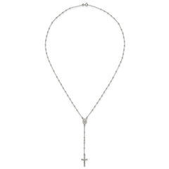 Sterling Silver Polished and Beaded Rosary 24 inch Necklace - 3