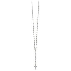 Sterling Silver Polished and Beaded Rosary 24 inch Necklace