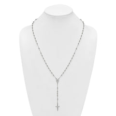 Sterling Silver Polished and Beaded Rosary 24 inch Necklace