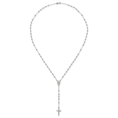 Sterling Silver Polished and Beaded Rosary 24 inch Necklace