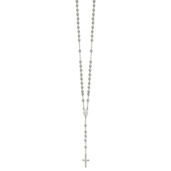 Sterling Silver Polished and Beaded Rosary 24 inch Necklace - 2