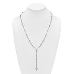 Sterling Silver Polished and Beaded Rosary 24 inch Necklace - 2