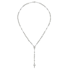 Sterling Silver Polished and Beaded Rosary 24 inch Necklace - 2