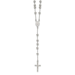 Sterling Silver Polished and Beaded Rosary 24 inch Necklace - 2