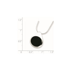 Sterling Silver Rhodium-plated Round Onyx Pendant Necklace