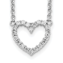 Sterling Silver Rhodium-plated Open Heart CZ 16 inch Necklace