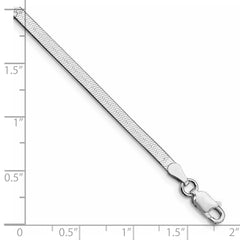 Sterling Silver Rhodium-plated 3mm Magic Herringbone Chain - 7