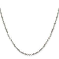 Sterling Silver Rhodium-plated 2.6mm Diamond-cut Cable Chain - 6