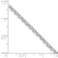 Sterling Silver Rhodium-plated 2.6mm Diamond-cut Cable Chain w/2in ext.