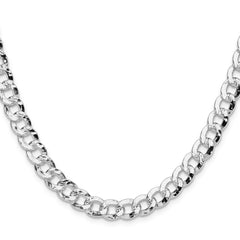 Sterling Silver 7.6mm Hammered Curb Chain - 5