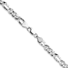 Sterling Silver 6.3mm Hammered Figaro Chain - 6