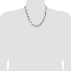 Sterling Silver 6.3mm Hammered Figaro Chain - 5