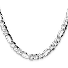 Sterling Silver 7.6mm Hammered Figaro Chain - 4