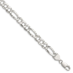 Sterling Silver 7.6mm Hammered Figaro Chain - 6
