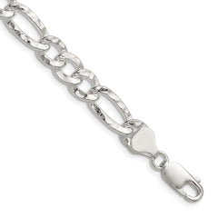 Sterling Silver 7.6mm Hammered Figaro Chain - 4