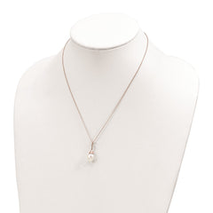 Sterling Silver Rose-tone 8-9mm White Teardrop Freshwater Cultured Pearl 17 inch Necklace
