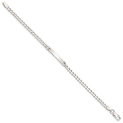Sterling Silver Polished Engraveable Curb Link ID Bracelet - 3