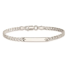 Sterling Silver Polished Engraveable Curb Link ID Bracelet - 3