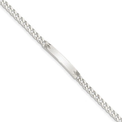 Sterling Silver Polished Engraveable Curb Link ID Bracelet - 5