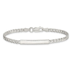 Sterling Silver Diamond-cut Engraveable Curb Link ID Bracelet - 3