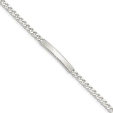 Sterling Silver Diamond-cut Engraveable Curb Link ID Bracelet - 3