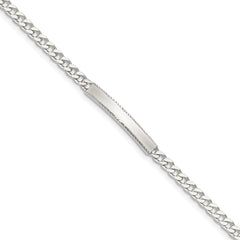 Sterling Silver Diamond-cut Engraveable Curb Link ID Bracelet - 3