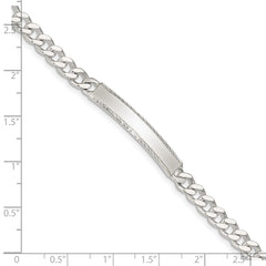 Sterling Silver Diamond-cut Engraveable Curb Link IN Bracelet