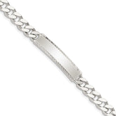 Sterling Silver Diamond-cut Engraveable Curb Link ID Bracelet - 2