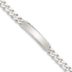 Sterling Silver Diamond-cut Engraveable Curb Link ID Bracelet - 2