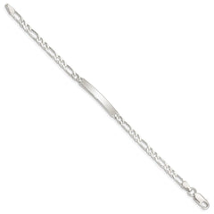 Sterling Silver Engraveable 7 in. Figaro Link ID Bracelet