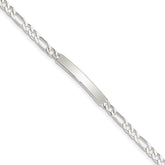 Sterling Silver Engraveable 6 in. Figaro Link ID Bracelet