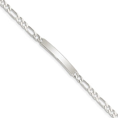 Sterling Silver Engraveable 6 in. Figaro Link ID Bracelet