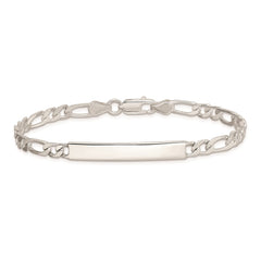 Sterling Silver 8inch Polished Engraveable Figaro Link ID Bracelet
