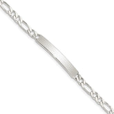 Sterling Silver 7inch Engraveable Figaro Link ID Bracelet