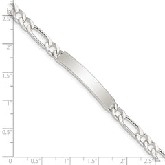 Sterling Silver 8inch Polished Engraveable Figaro Link ID Bracelet - 3