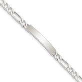 Sterling Silver 7inch Polished Engraveable Figaro Link ID Bracelet
