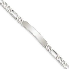Sterling Silver 8inch Polished Engraveable Figaro Link ID Bracelet - 3