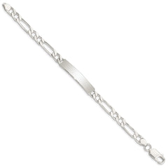 Sterling Silver 7inch Polished Engraveable Figaro Link ID Bracelet - 2